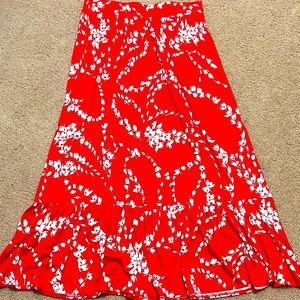 red floral maxi skirt